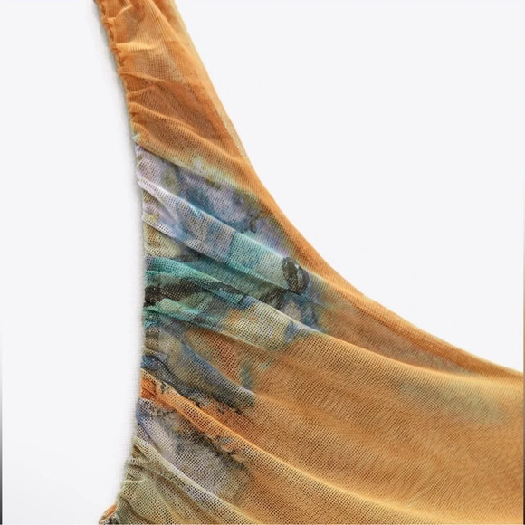 NWOT Zara Mesh Asymmetric Bodysuit - Picture 3 of 9